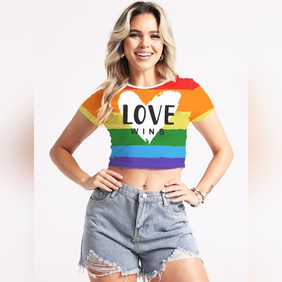 Pride rainbow shirt  Crop Tee Top  Shirt 🌈 - Picture 2 of 8